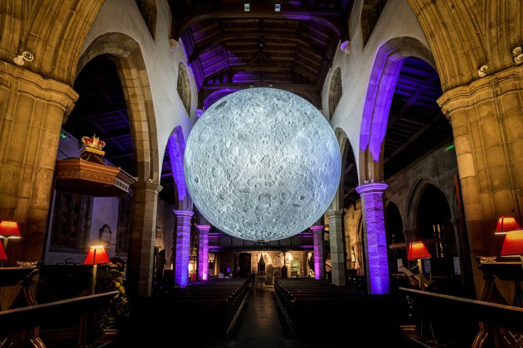 Museum of the Moon by Luke Jerram in Lancaster Priory. Photo: Robin Zahler